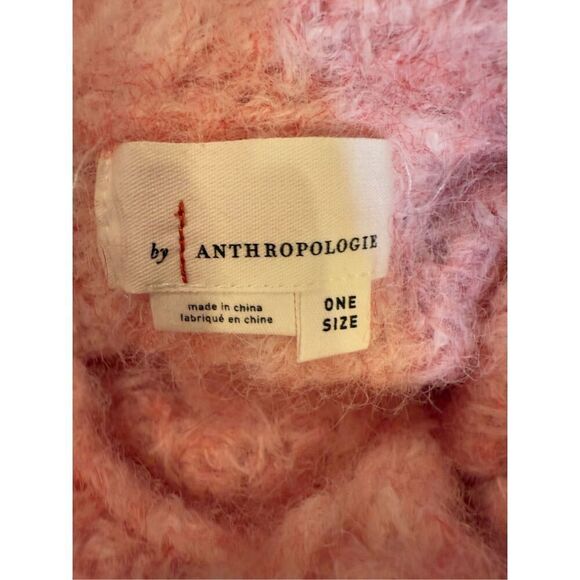NWT Anthropologie Funnel-Neck Poncho One Size Pink/Rose Handcrafted Fuzzy Knit - Picture 6 of 12